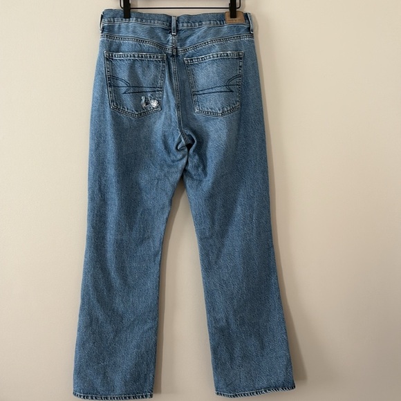 American Eagle 90s Bootcut Denim Jeans Split Hem Hi-Rise Blue Y2K Size 10 - Picture 7 of 15